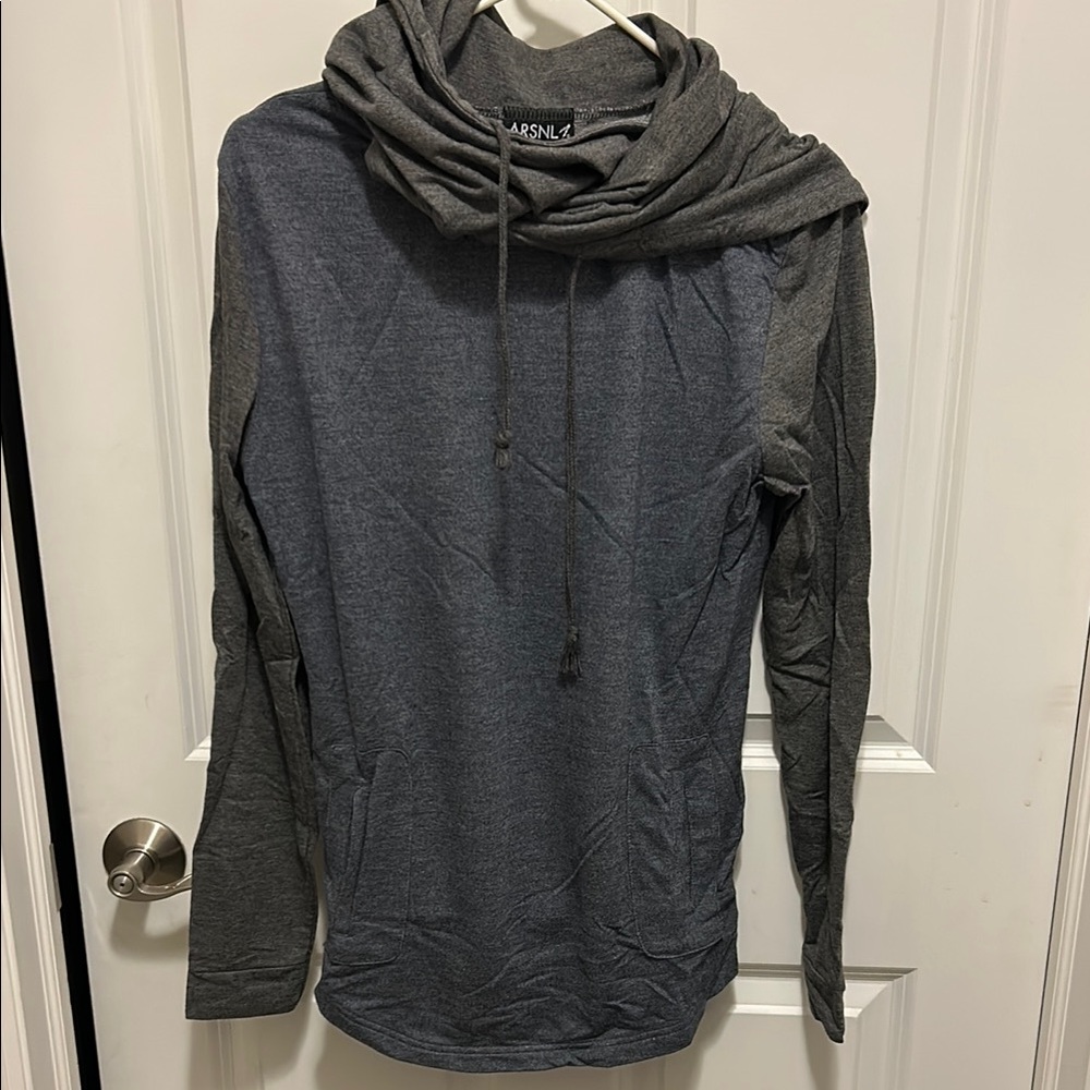 Marsnl Gray Hooded Long Sleeve Top